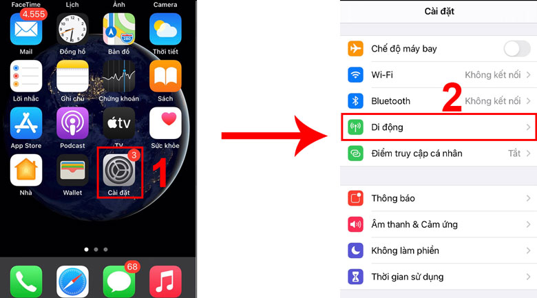 Trên điện thoại iPhone, mở ứng dụng "Cài đặt".