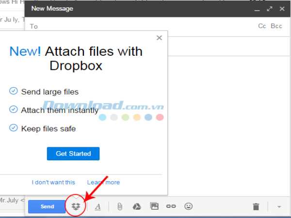 Sử dụng Dropbox để tích hợp với Gmail tăng dung lượng file gửi
